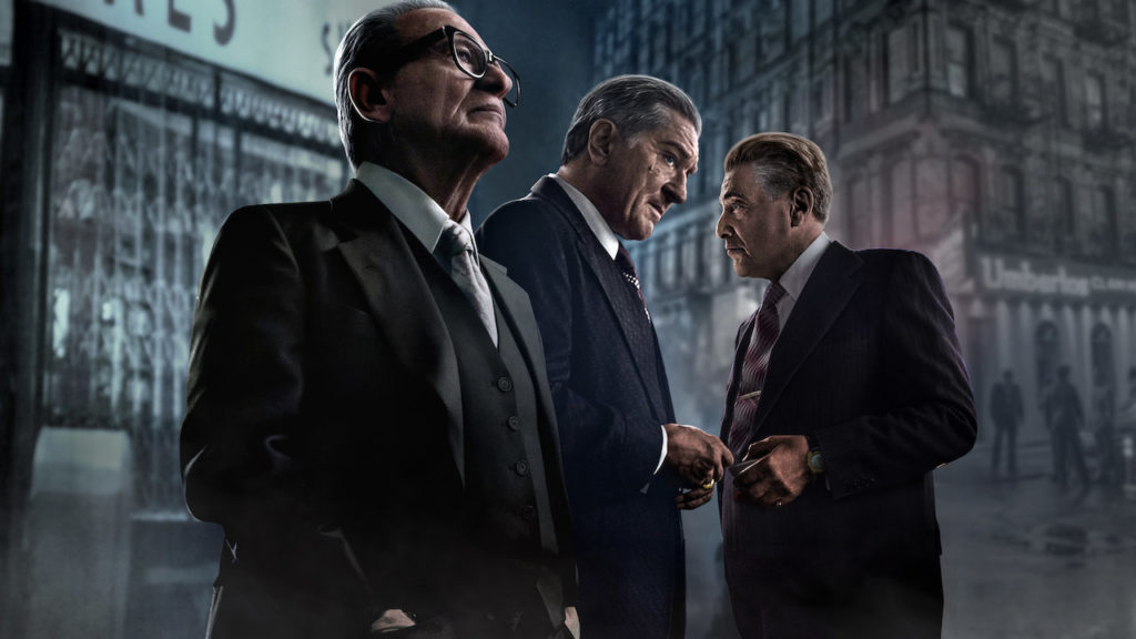 Particolare della locandina con Joe Pesci, Robert De Niro e Al Pacino